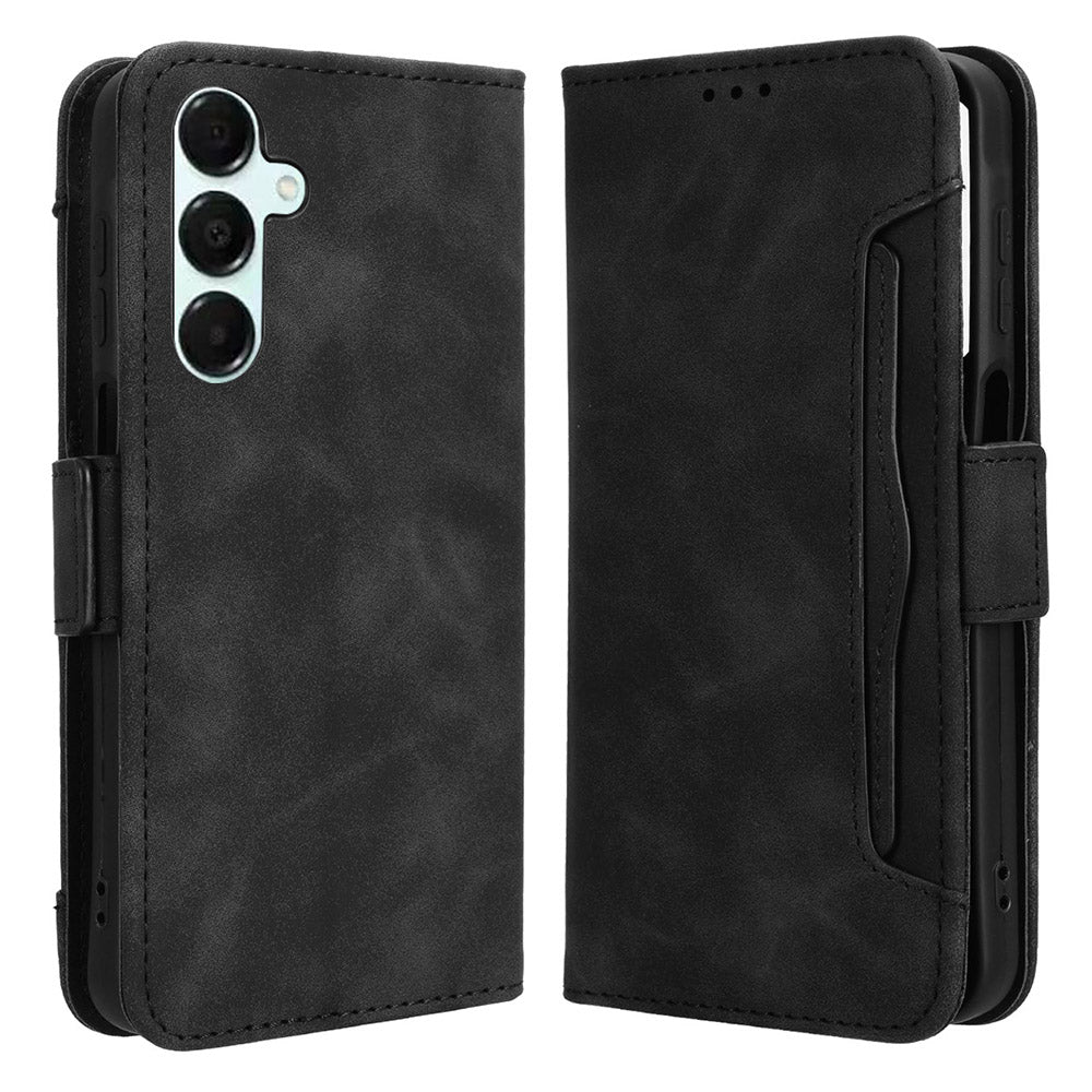 For Samsung Galaxy A16 5G / A16 4G Leather Case Phone Wallet Cover with Multiple Card Slots - Black