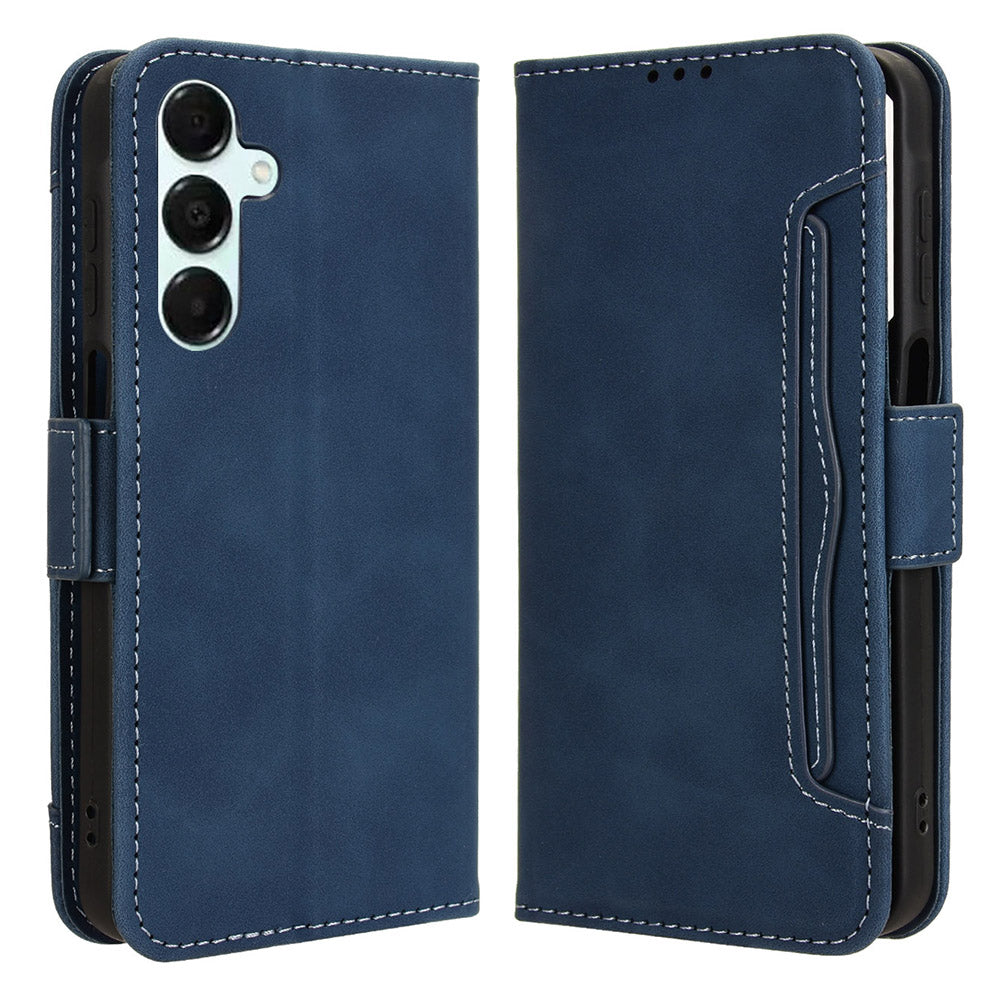 For Samsung Galaxy A16 5G / A16 4G Leather Case Phone Wallet Cover with Multiple Card Slots - Blue