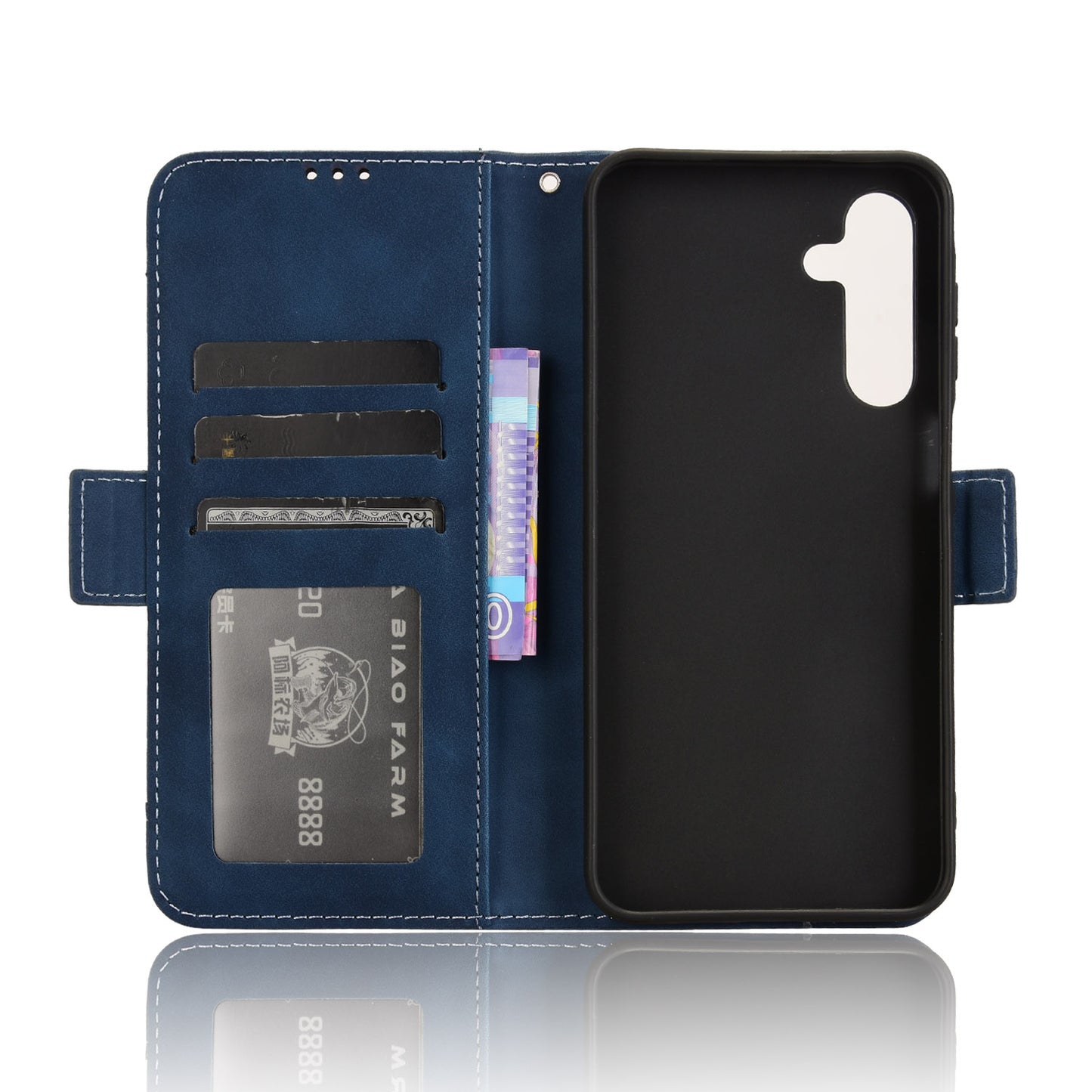 For Samsung Galaxy A16 5G / A16 4G Leather Case Phone Wallet Cover with Multiple Card Slots - Blue