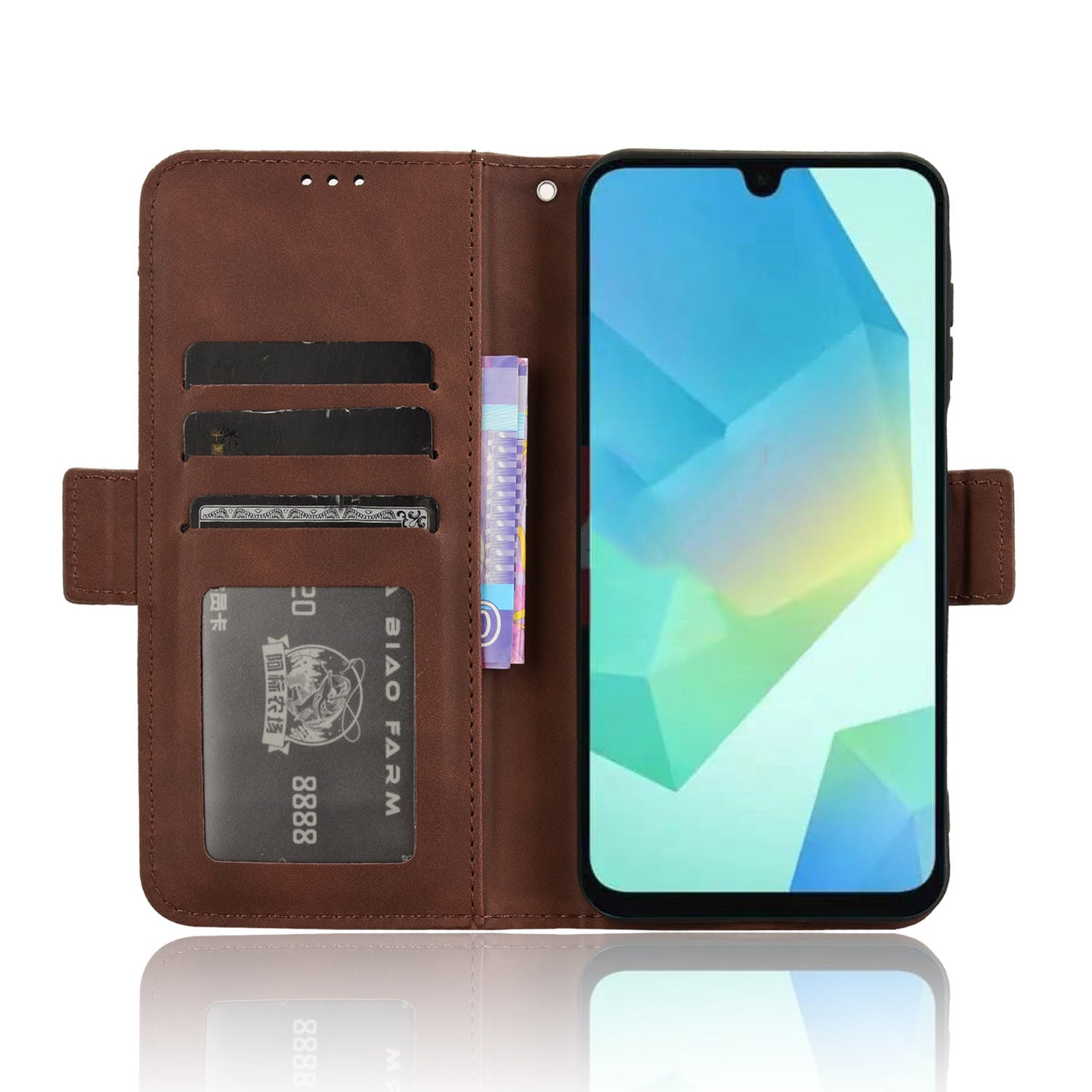 For Samsung Galaxy A16 5G / A16 4G Leather Case Phone Wallet Cover with Multiple Card Slots - Brown