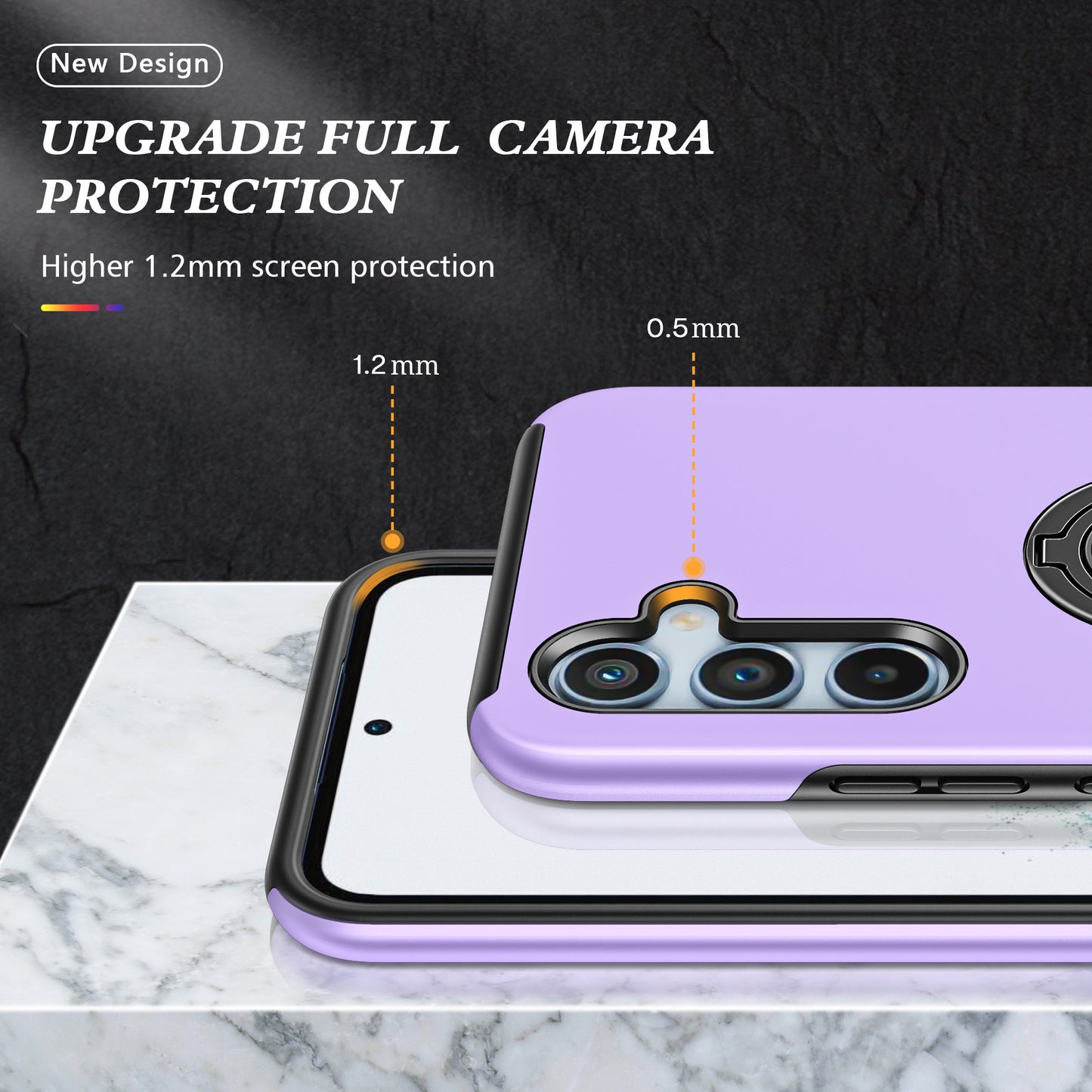 For Samsung Galaxy A16 5G / A16 4G Case PC+TPU Phone Cover with Rotatable Ring Holder - Purple