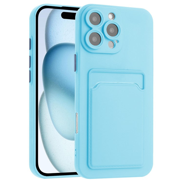For iPhone 16 Pro Case Flexible TPU Phone Cover with Back Card Slot - Sky Blue