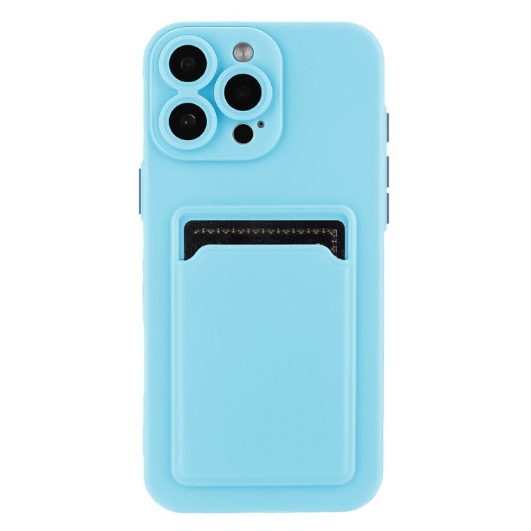 For iPhone 16 Pro Case Flexible TPU Phone Cover with Back Card Slot - Sky Blue