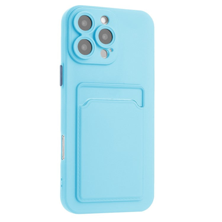 For iPhone 16 Pro Case Flexible TPU Phone Cover with Back Card Slot - Sky Blue