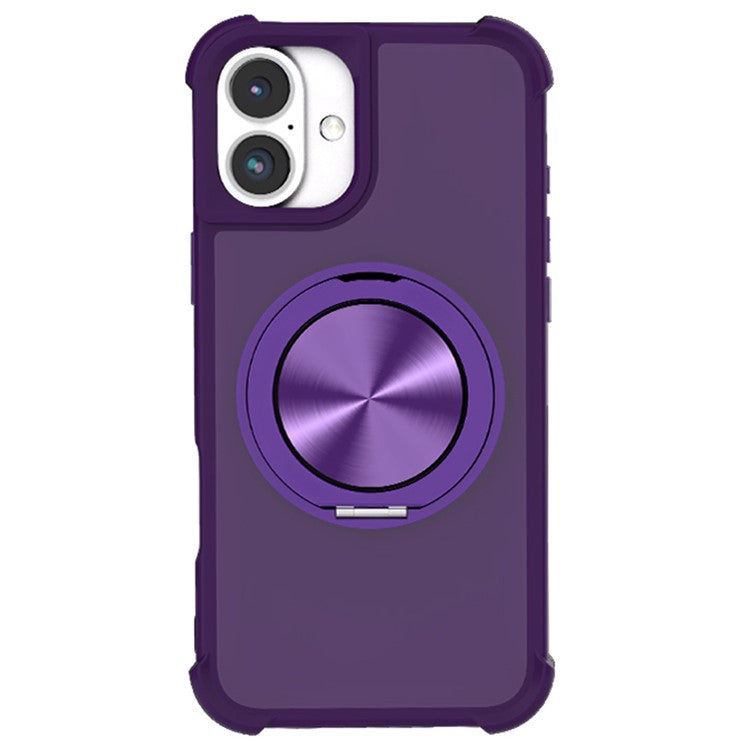For iPhone 16 Case Compatble with MagSafe CD Vein Kickstand TPU+PC Phone Cover - Purple