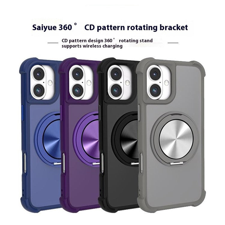 For iPhone 16 Case Compatble with MagSafe CD Vein Kickstand TPU+PC Phone Cover - Purple