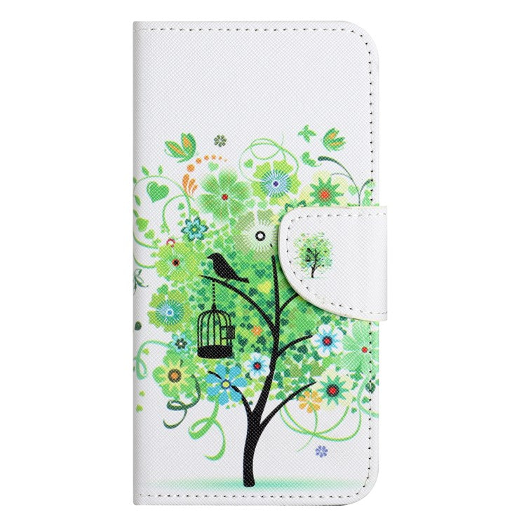 For Xiaomi Redmi Note 14 5G Leather Case Pattern Printing Cross Texture Phone Cover - Green Tree
