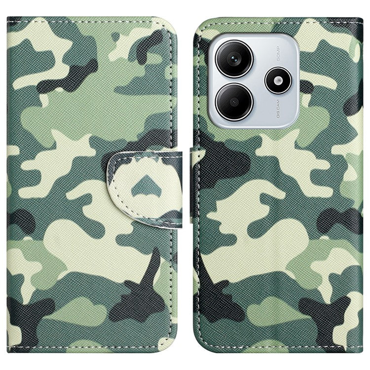 For Xiaomi Redmi Note 14 5G Leather Case Pattern Printing Cross Texture Phone Cover - Camouflage