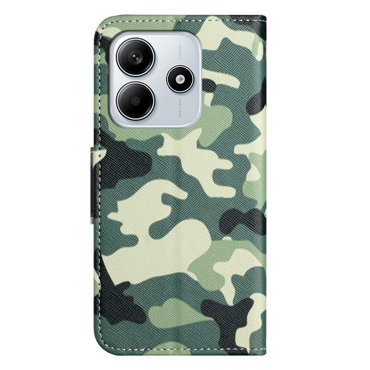 For Xiaomi Redmi Note 14 5G Leather Case Pattern Printing Cross Texture Phone Cover - Camouflage