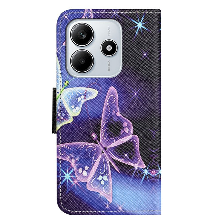 For Xiaomi Redmi Note 14 5G Leather Case Pattern Printing Cross Texture Phone Cover - Sparkling Butterfly