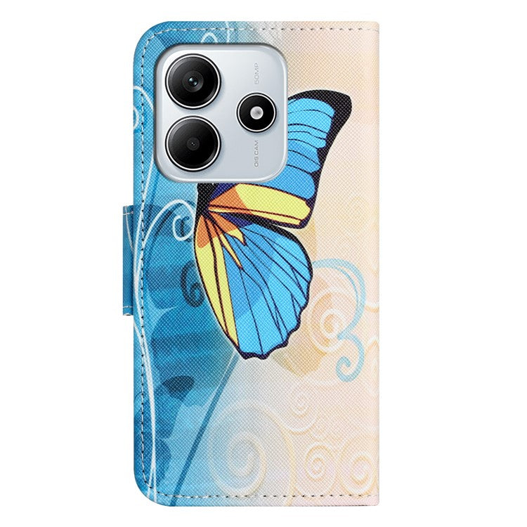 For Xiaomi Redmi Note 14 5G Leather Case Pattern Printing Cross Texture Phone Cover - Butterfly