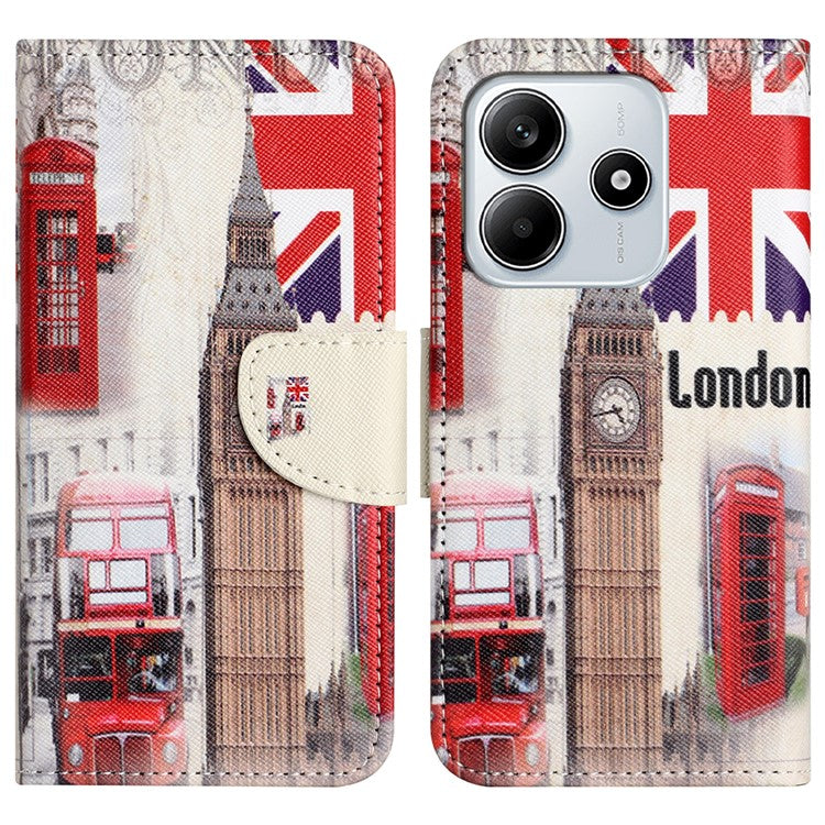 For Xiaomi Redmi Note 14 5G Leather Case Pattern Printing Cross Texture Phone Cover - London Big Ben
