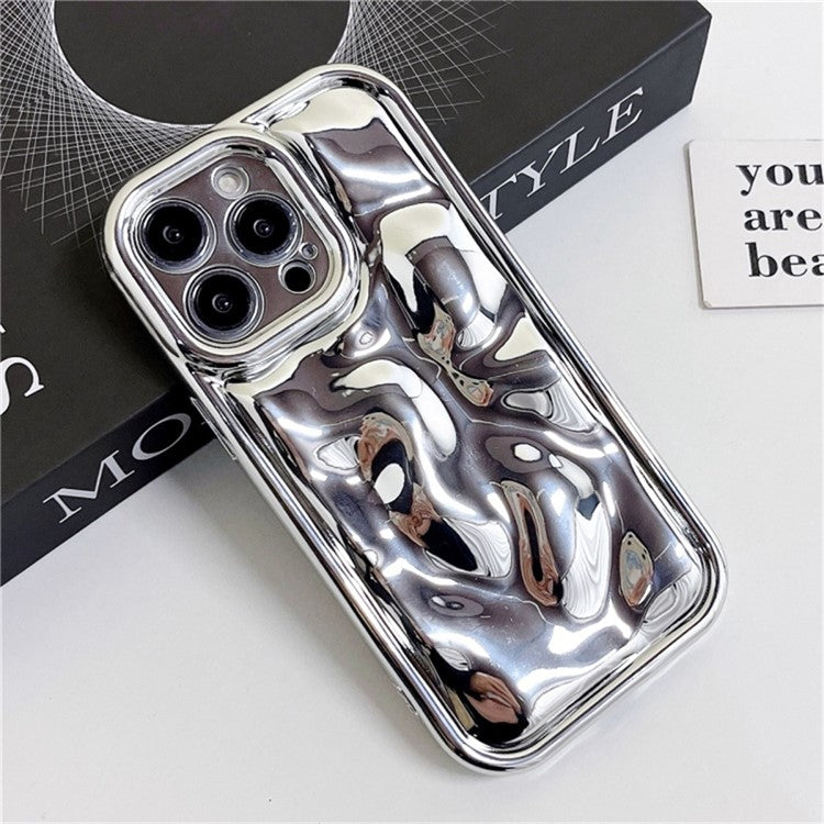 For iPhone 16 Pro Case Electroplated TPU Shell Meteorite Texture Phone Cover - Silver