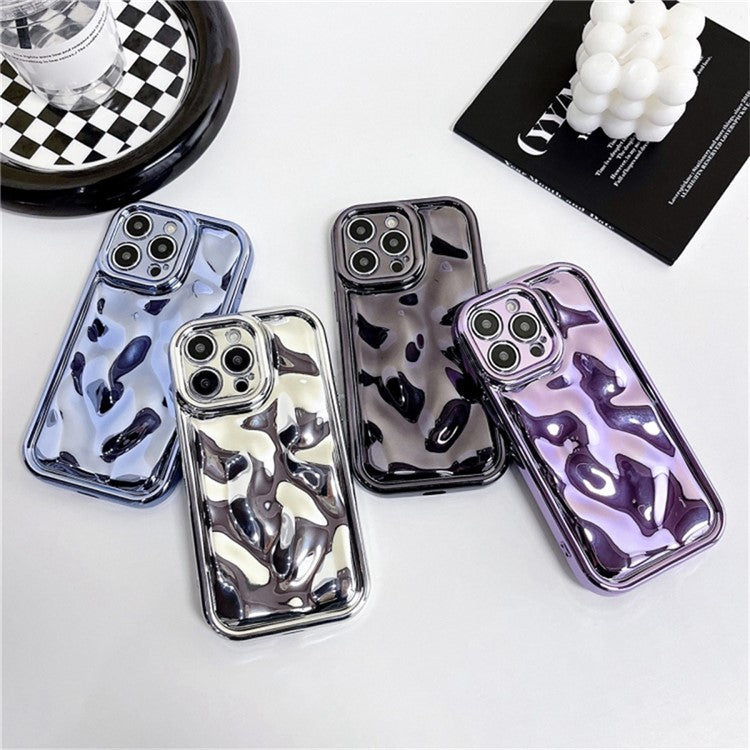 For iPhone 16 Pro Case Electroplated TPU Shell Meteorite Texture Phone Cover - Silver