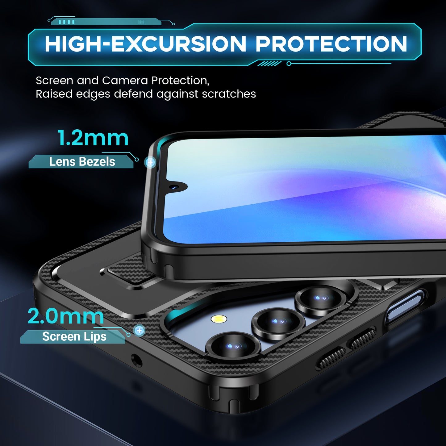 For Samsung Galaxy A16 5G / A16 4G Case TPU+PC Kickstand Phone Cover with Silicone Finger Strap - Black