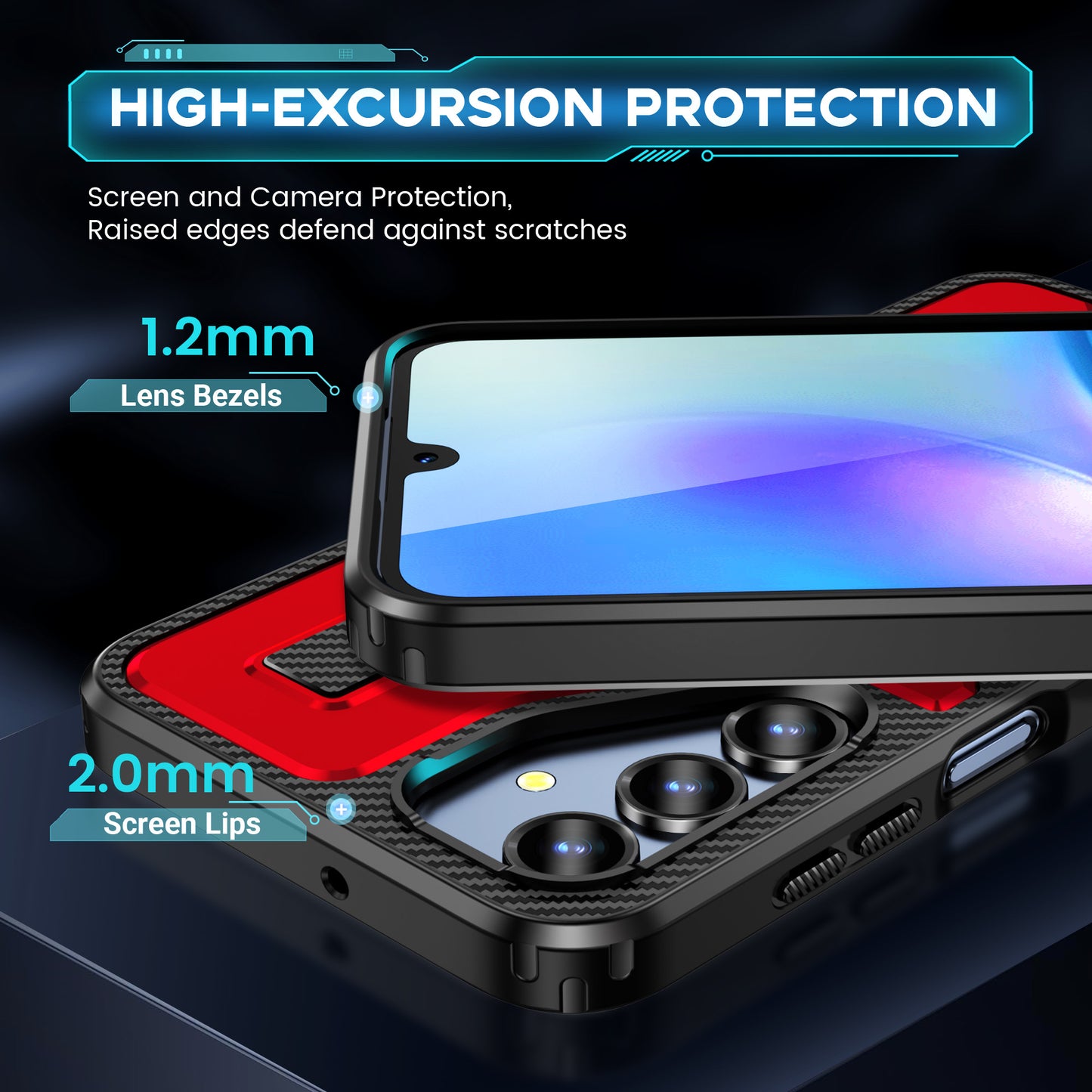 For Samsung Galaxy A16 5G / A16 4G Case TPU+PC Kickstand Phone Cover with Silicone Finger Strap - Red