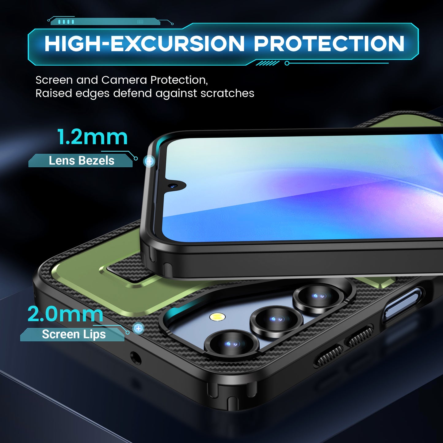 For Samsung Galaxy A16 5G / A16 4G Case TPU+PC Kickstand Phone Cover with Silicone Finger Strap - Army Green