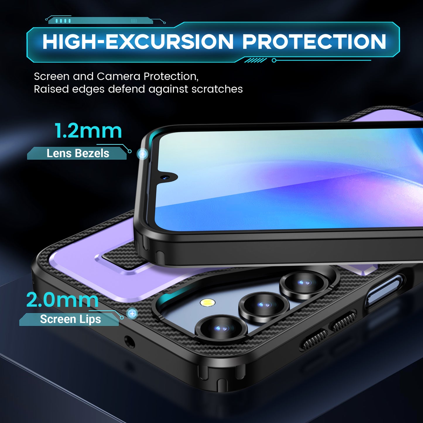 For Samsung Galaxy A16 5G / A16 4G Case TPU+PC Kickstand Phone Cover with Silicone Finger Strap - Purple