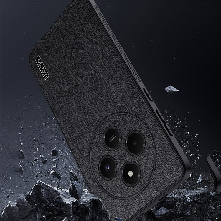 For Xiaomi Poco C75 4G / Redmi 14R 5G / 14C 4G Case Wood Texture PU Leather Coated PC+TPU Phone Cover - Blue