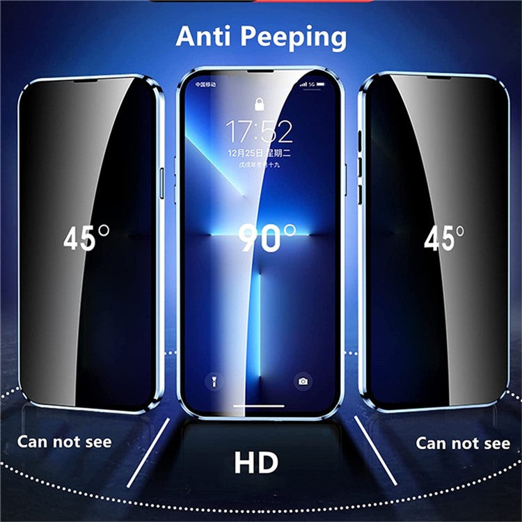 For iPhone 16 Plus Case Anti-Spy Double-Sided Tempered Glass+Magnetic Metal Frame Phone Cover - Blue