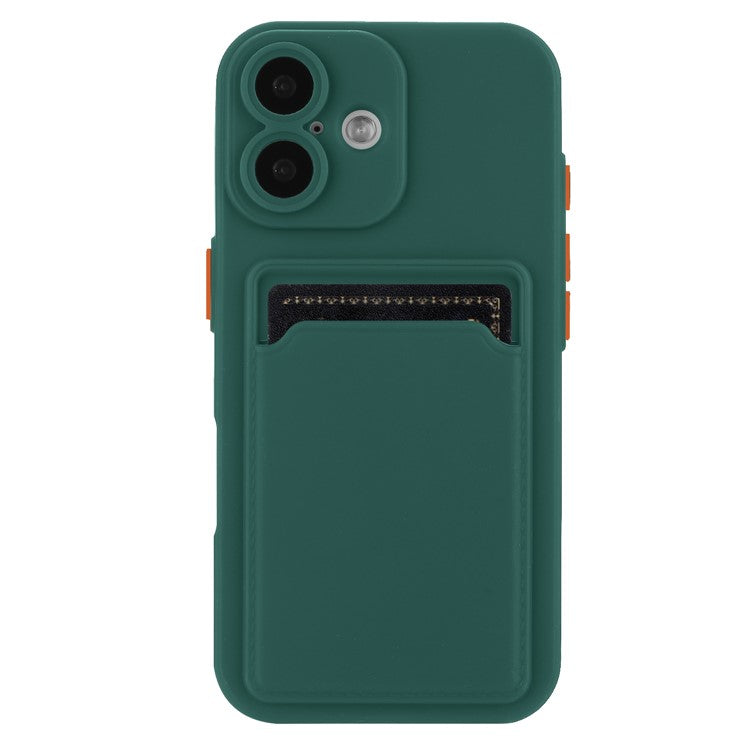 For iPhone 16 Plus Case Flexible TPU Phone Cover with Back Card Slot - Midnight Green