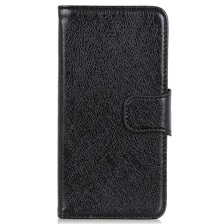 For Motorola Moto S30 Pro 5G Nappa Texture Split Leather Wallet Case Strong Magnetic Clasp Stand Feature Shockproof Flip Cover - Black