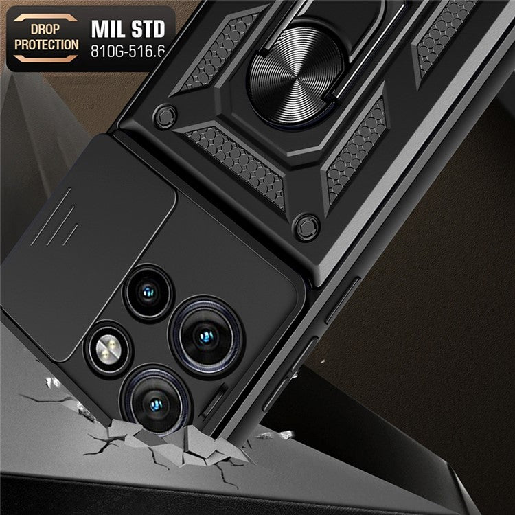 For Motorola Edge 50 Neo 5G / Moto S50 5G / Thinkphone 25 5G Case with Slide Camera Lid PC+TPU Kickstand Phone Cover - Red