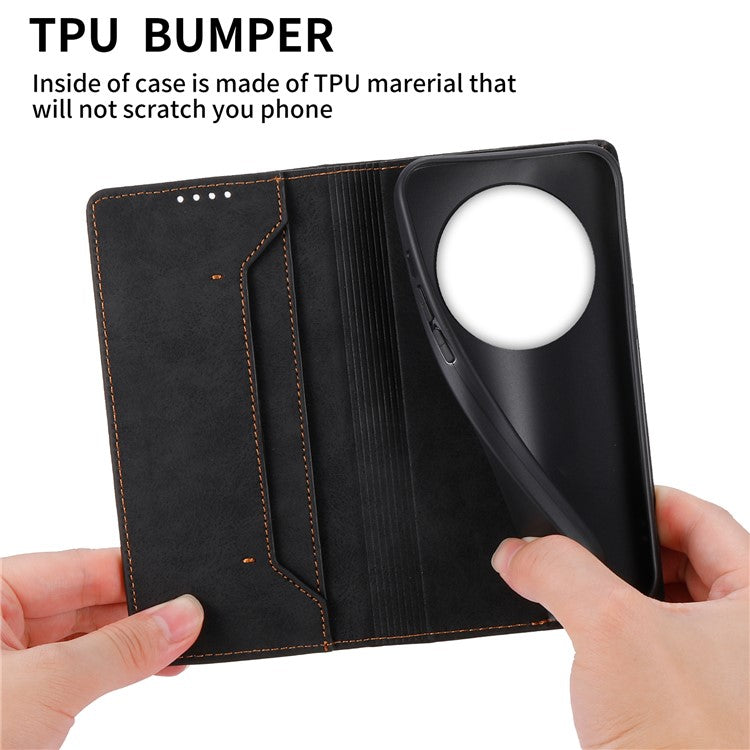 DF-05 Wallet Case For Xiaomi Poco C75 4G / Redmi 14R 5G / 14C 4G RFID Blocking PU Leather Phone Cover - Black