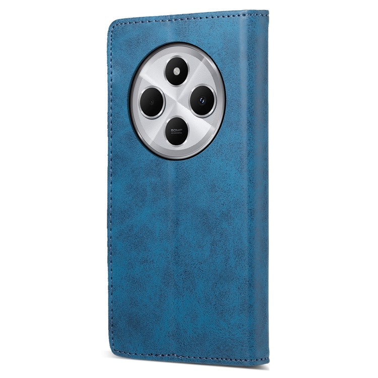 DF-05 Wallet Case For Xiaomi Poco C75 4G / Redmi 14R 5G / 14C 4G RFID Blocking PU Leather Phone Cover - Blue