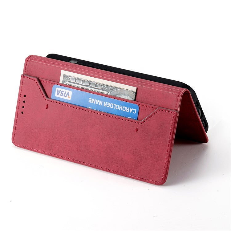 DF-05 Wallet Case For Xiaomi Poco C75 4G / Redmi 14R 5G / 14C 4G RFID Blocking PU Leather Phone Cover - Red