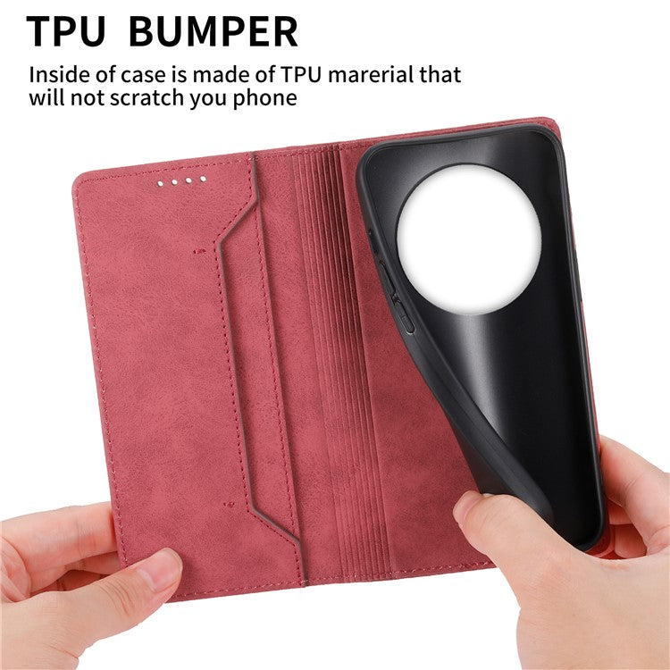 DF-05 Wallet Case For Xiaomi Poco C75 4G / Redmi 14R 5G / 14C 4G RFID Blocking PU Leather Phone Cover - Red