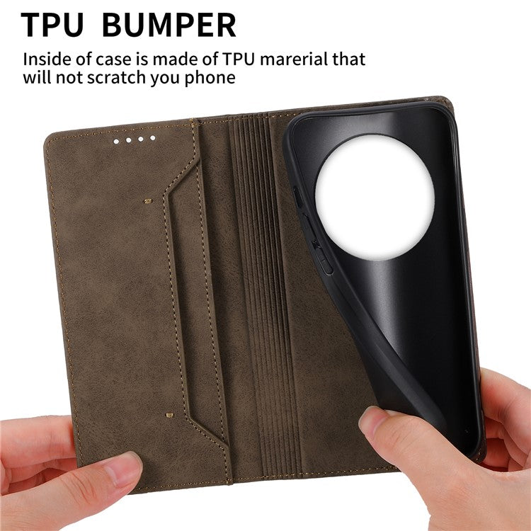 DF-05 Wallet Case For Xiaomi Poco C75 4G / Redmi 14R 5G / 14C 4G RFID Blocking PU Leather Phone Cover - Brown