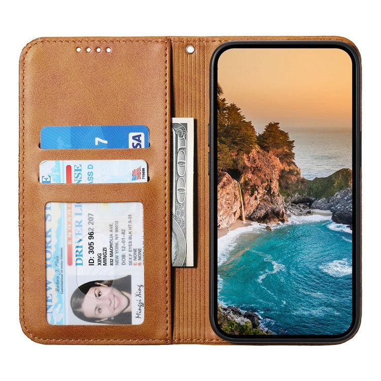 Phone Case For Xiaomi Poco C75 4G / Redmi 14R 5G / 14C 4G Calf Texture PU Leather Phone Cover with Wallet - Yellow