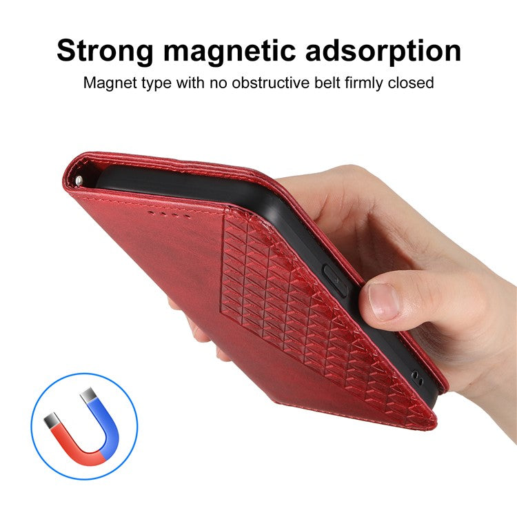 Phone Case For Xiaomi Poco C75 4G / Redmi 14R 5G / 14C 4G Calf Texture PU Leather Phone Cover with Wallet - Red