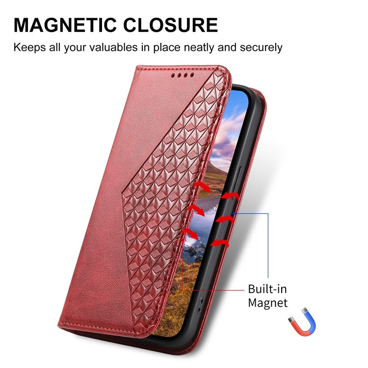 Phone Case For Xiaomi Poco C75 4G / Redmi 14R 5G / 14C 4G Calf Texture PU Leather Phone Cover with Wallet - Red