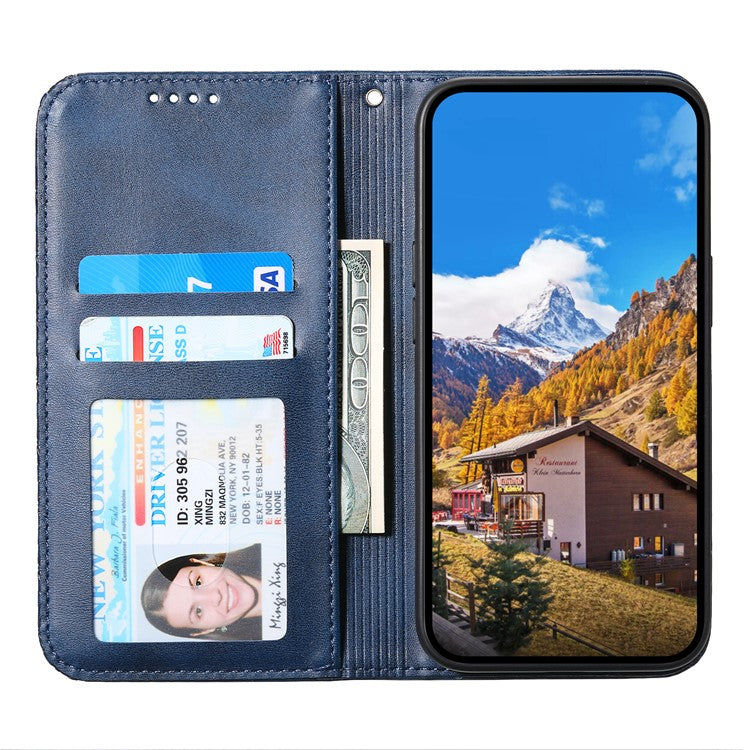 Phone Case For Xiaomi Poco C75 4G / Redmi 14R 5G / 14C 4G Calf Texture PU Leather Phone Cover with Wallet - Blue