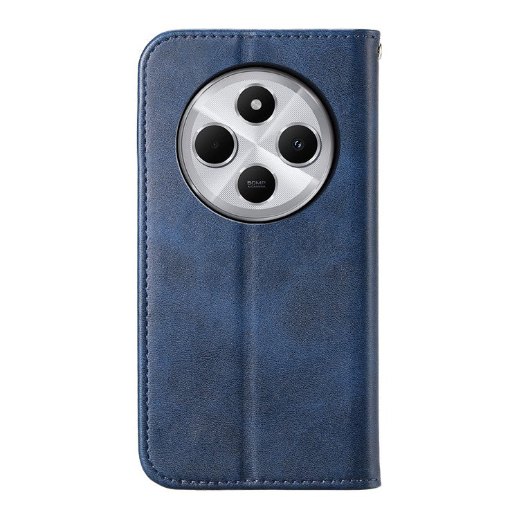 Phone Case For Xiaomi Poco C75 4G / Redmi 14R 5G / 14C 4G Calf Texture PU Leather Phone Cover with Wallet - Blue