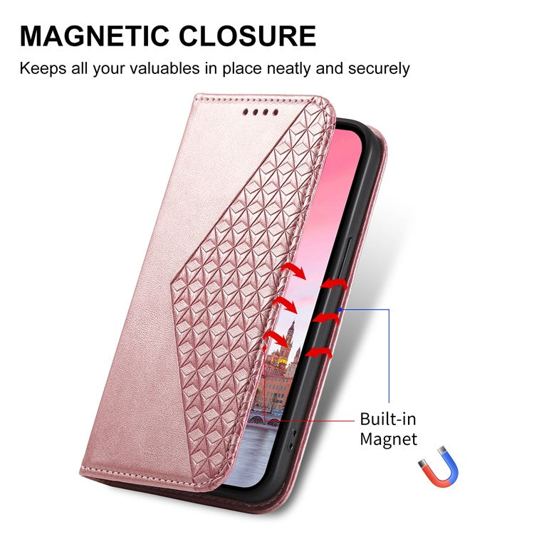 Phone Case For Xiaomi Poco C75 4G / Redmi 14R 5G / 14C 4G Calf Texture PU Leather Phone Cover with Wallet - Rose Gold