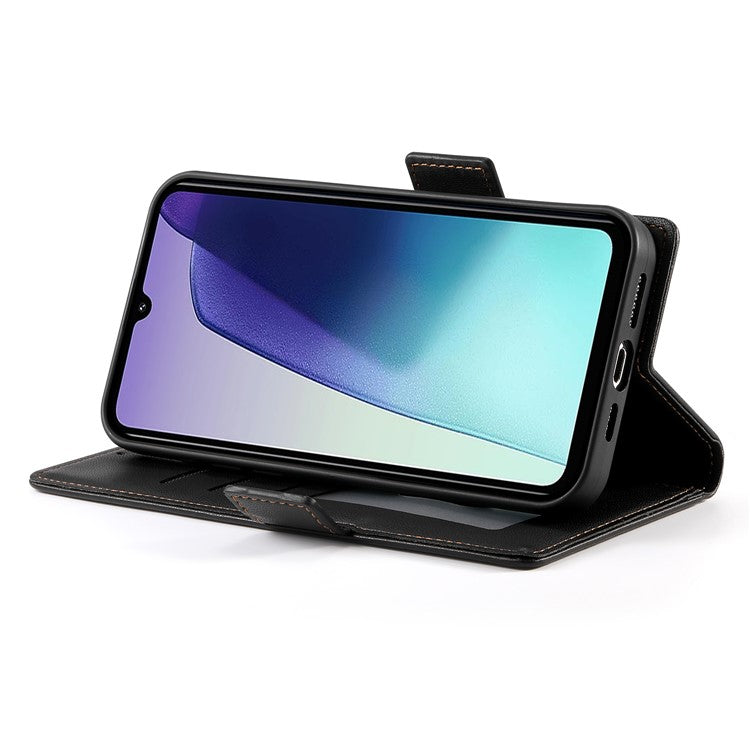 DF-010 Stand Case For Xiaomi Poco C75 4G / Redmi 14R 5G / 14C 4G PU Leather Wallet Phone Cover - Black