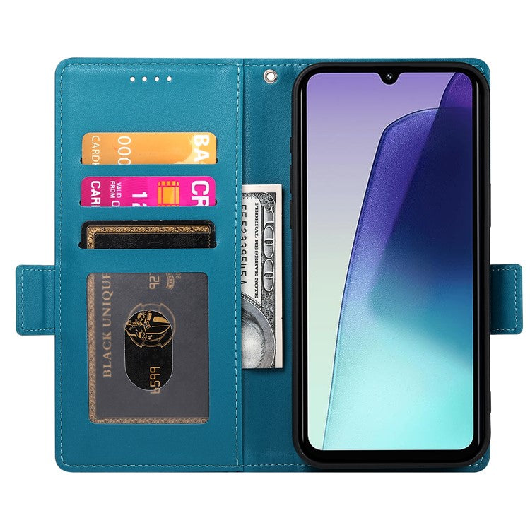 DF-010 Stand Case For Xiaomi Poco C75 4G / Redmi 14R 5G / 14C 4G PU Leather Wallet Phone Cover - Blue