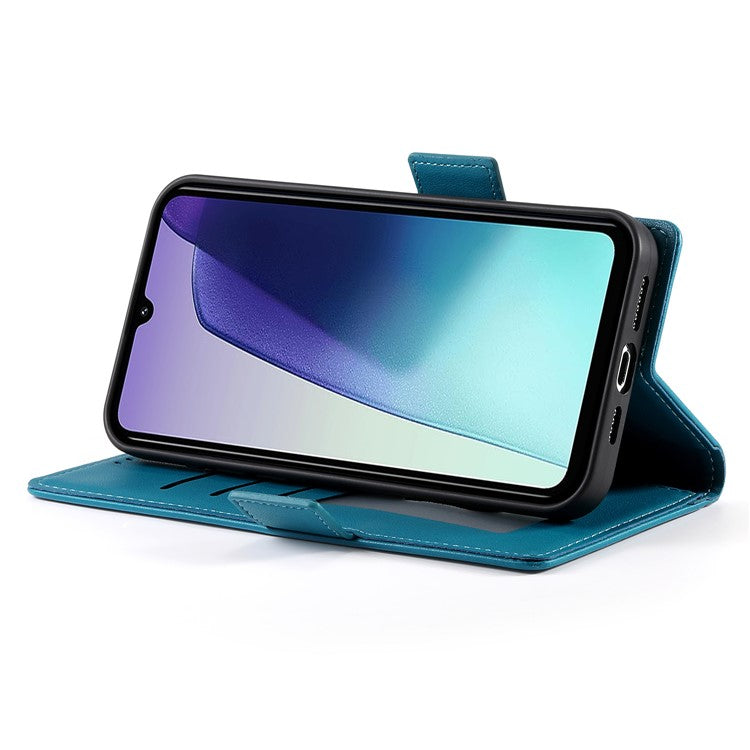DF-010 Stand Case For Xiaomi Poco C75 4G / Redmi 14R 5G / 14C 4G PU Leather Wallet Phone Cover - Blue