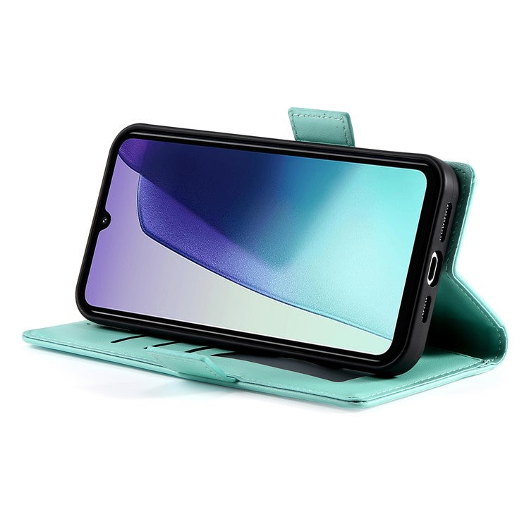 DF-010 Stand Case For Xiaomi Poco C75 4G / Redmi 14R 5G / 14C 4G PU Leather Wallet Phone Cover - Mint Green