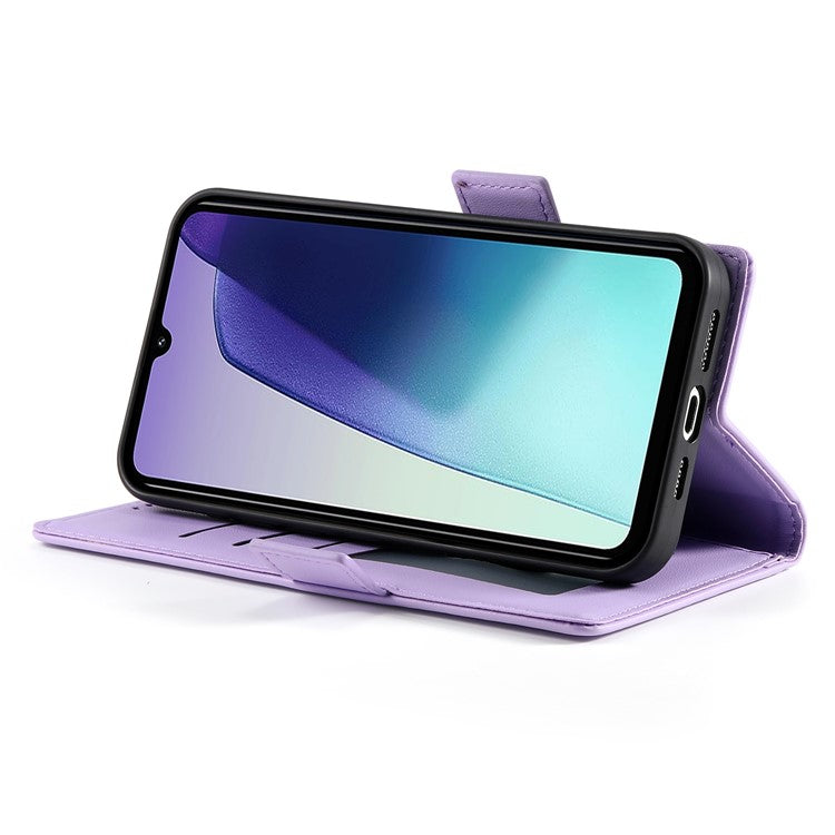 DF-010 Stand Case For Xiaomi Poco C75 4G / Redmi 14R 5G / 14C 4G PU Leather Wallet Phone Cover - Purple
