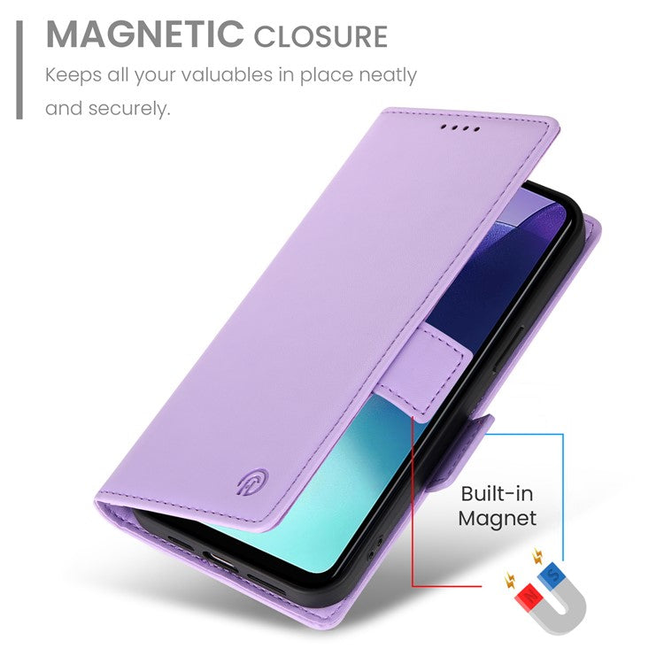 DF-010 Stand Case For Xiaomi Poco C75 4G / Redmi 14R 5G / 14C 4G PU Leather Wallet Phone Cover - Purple