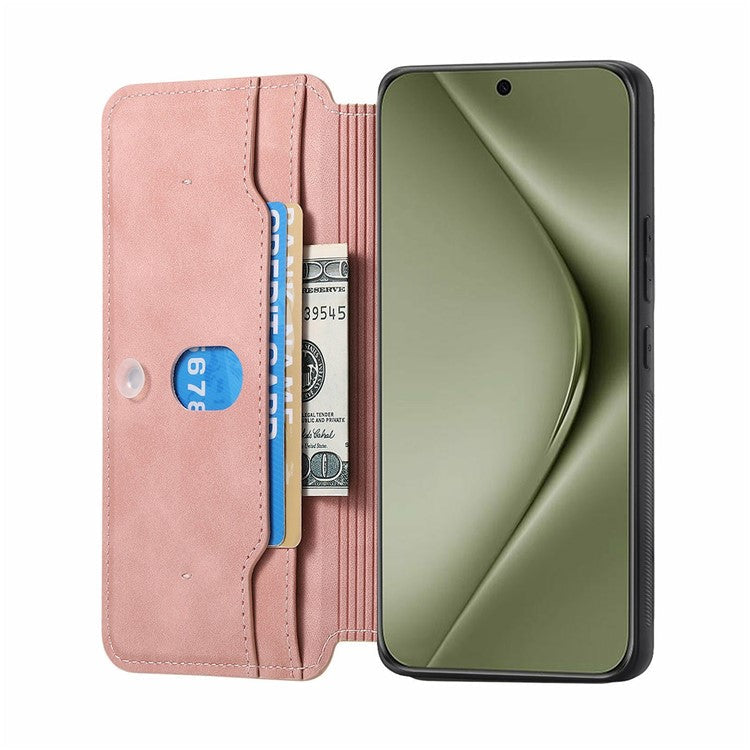 CASENEO For Huawei Pura 70 Ultra Case Cross Texture Leather Detachable Magnetic Phone Cover - Pink