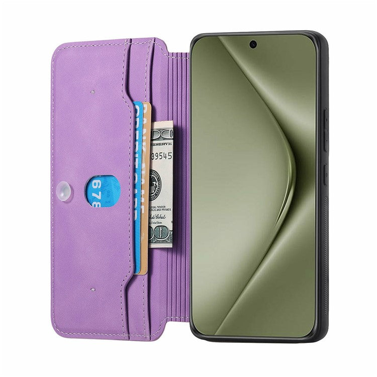 CASENEO For Huawei Pura 70 Ultra Case Cross Texture Leather Detachable Magnetic Phone Cover - Purple