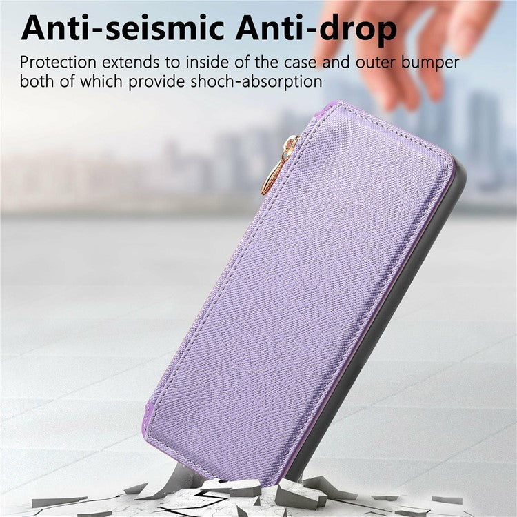 CASENEO For Huawei Pura 70 Ultra Case Cross Texture Leather Detachable Magnetic Phone Cover - Purple