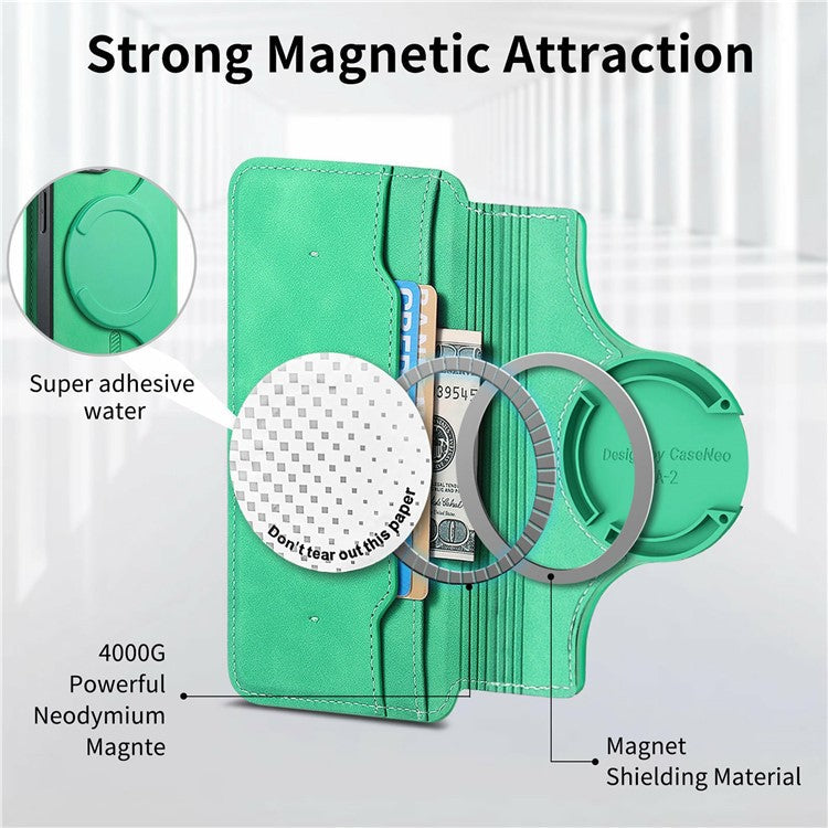 CASENEO For Huawei Pura 70 Ultra Case Cross Texture Leather Detachable Magnetic Phone Cover - Green