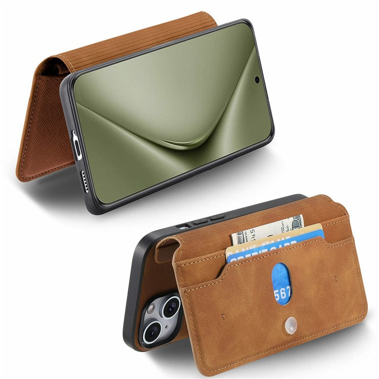 CASENEO For Huawei Pura 70 Ultra Case Cross Texture Leather Detachable Magnetic Phone Cover - Brown