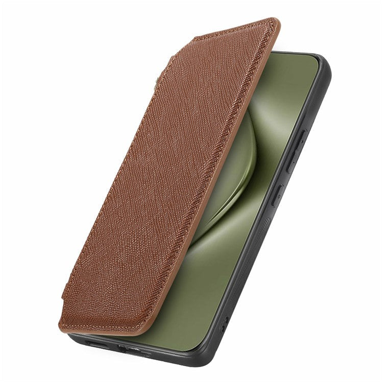 CASENEO For Huawei Pura 70 Ultra Case Cross Texture Leather Detachable Magnetic Phone Cover - Brown